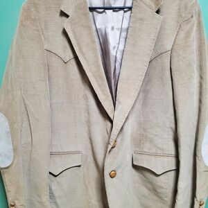 Farah Beige Corduroy Blazer with Elbow Patches